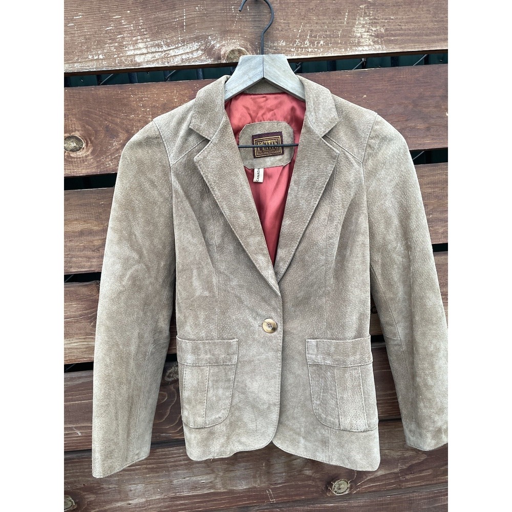 Vtg The Petite Brown Leather Blazer Size XXS